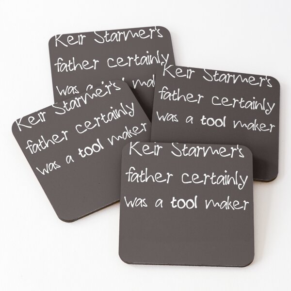 Item preview, Keir Starmer with his father certainly was a tool maker strap line for dark backgrounds designed and sold by YogaZesty.
