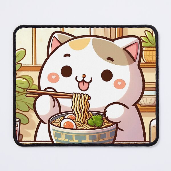 Item preview, Kawaii cat enjoying ramen noodles designed and sold by SekoOne.