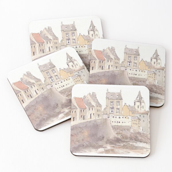 Item preview, South Queensferry harbour buildings mixed media painting for charity designed and sold by JayTCee.