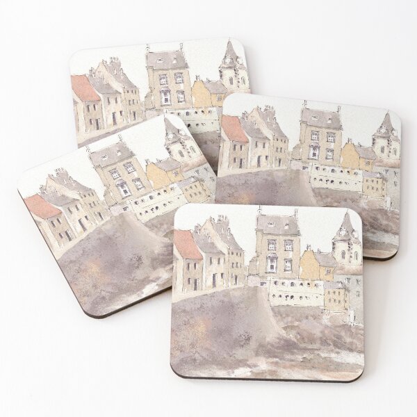 Item preview, South Queensferry harbour buildings mixed media painting for charity designed and sold by JayTCee.