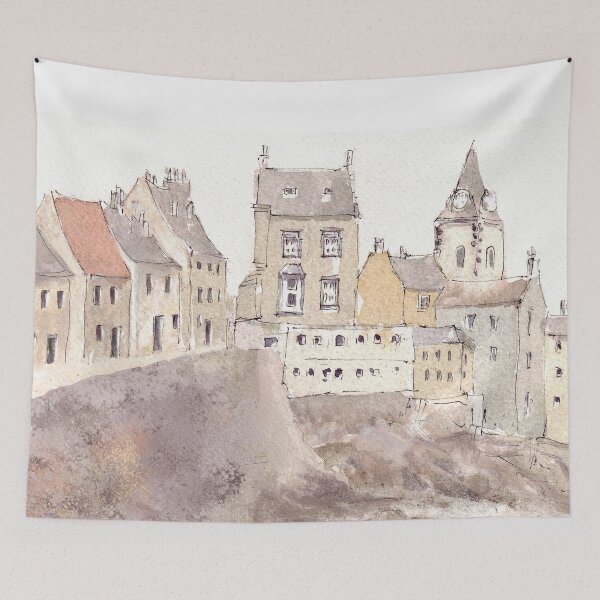 Item preview, South Queensferry harbour buildings mixed media painting for charity designed and sold by JayTCee.