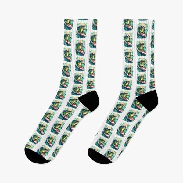 Item preview, Summer green frog with sunglasses surfing funny designed and sold by Expressions-Sel.