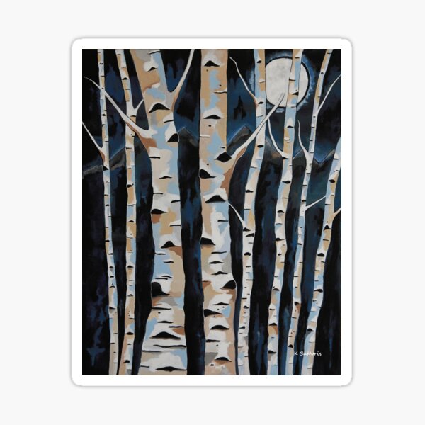 Item preview, Birch Trees At Night, Full Moon designed and sold by Sartoris Art.