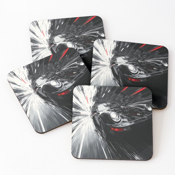 Item preview, Classic German Sports Car in Black with Abstract Art Backdrop designed and sold by CybergenArtworx.