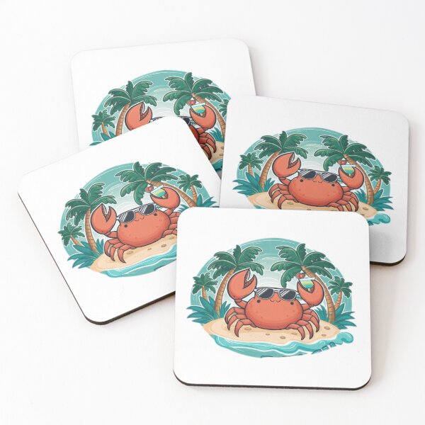 Item preview, Summer red crab with cocktail on the beach funny designed and sold by Expressions-Sel.