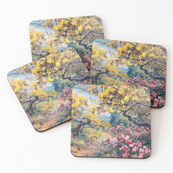 Item preview, Blooming Pink and Yellow Trees designed and sold by sakurashorty.