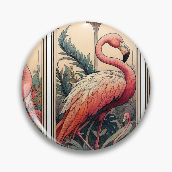 Item preview, art nouveau flamingoes designed and sold by Foxlindesigns.