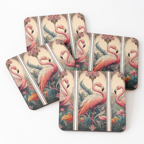 Item preview, art nouveau flamingoes designed and sold by Foxlindesigns.