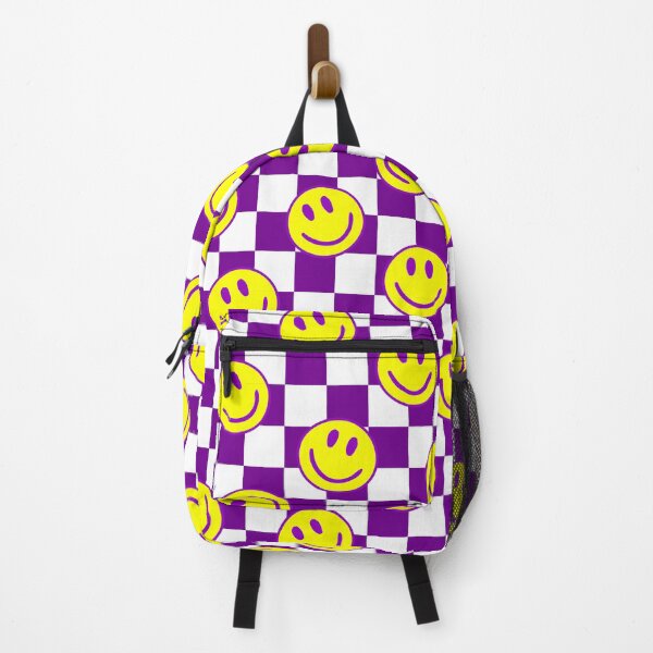 Item preview, purple happy face check groovy designed and sold by Gossip Rag.