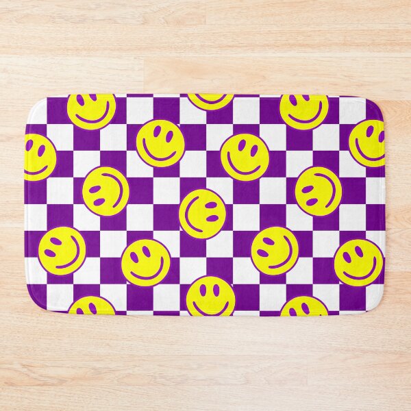 Item preview, purple happy face check groovy designed and sold by Gossip Rag.