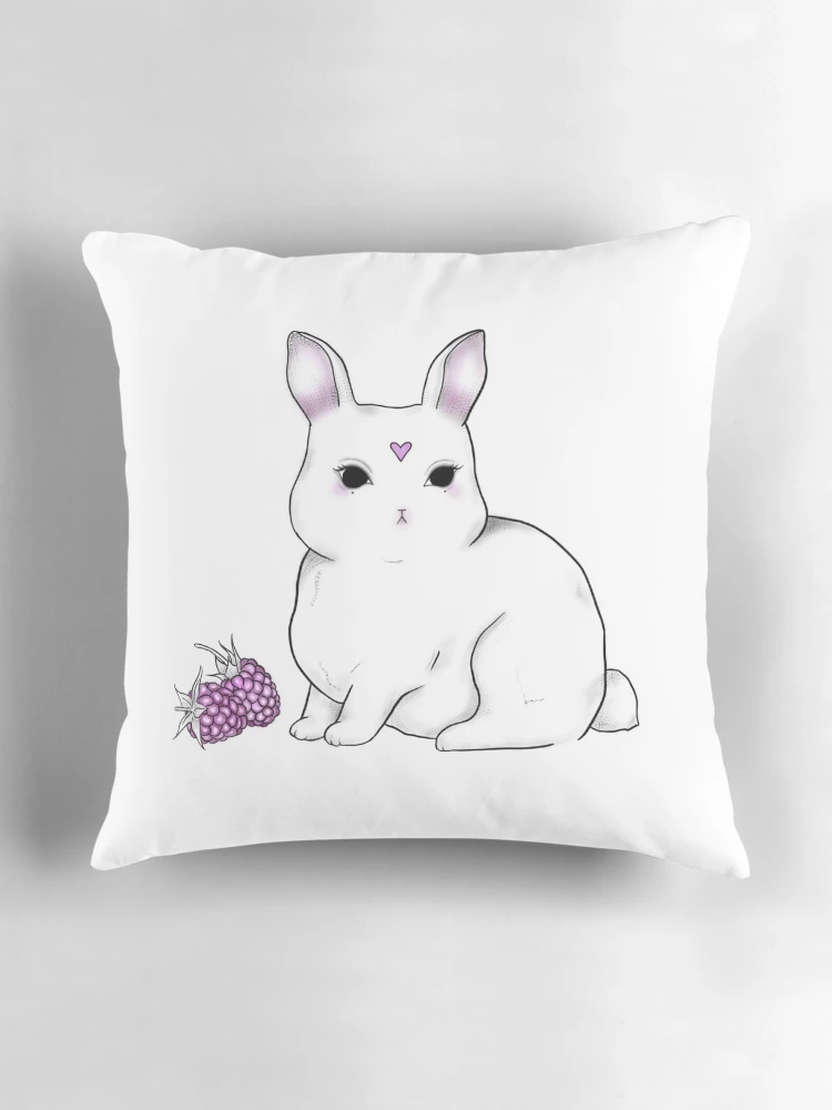 Thumbnail 3 of 4, Pillow, Cute Grumpy Rabbit designed and sold by WhimsicalTale.