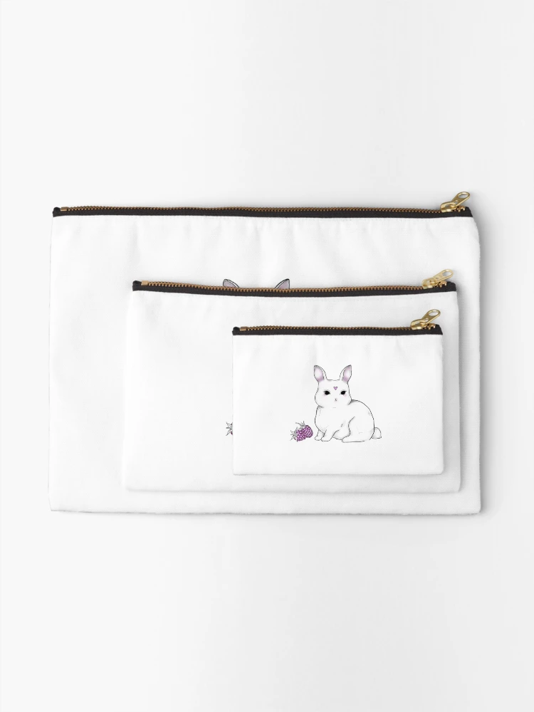 Thumbnail 2 of 4, Zipper Pouch, Cute Grumpy Rabbit designed and sold by WhimsicalTale.