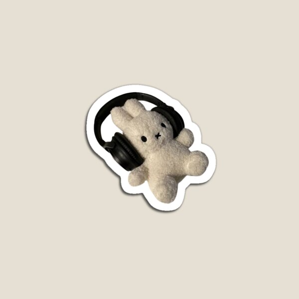 Item preview, miffy bunny with headphone sticker designed and sold by fawnlaced.