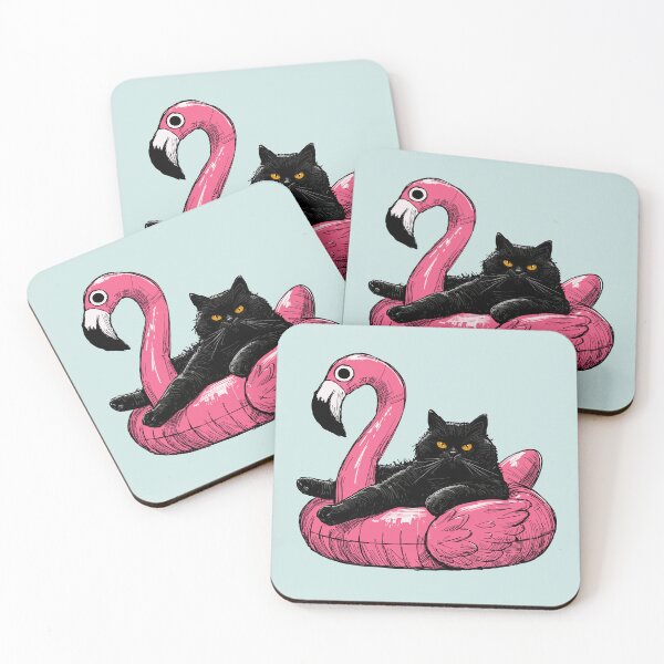 Item preview, Fat Cat On A Flamingo Floatie designed and sold by KilkennyCat Art.