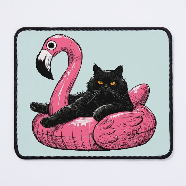 Item preview, Fat Cat On A Flamingo Floatie designed and sold by KilkennyCat Art.