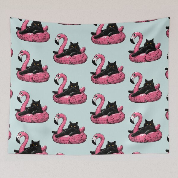 Item preview, Fat Cat On A Flamingo Floatie designed and sold by KilkennyCat Art.