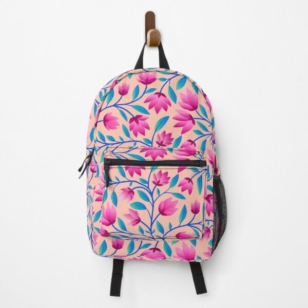 Item preview, Floral pattern with pink flowers and blue leaves and stems designed and sold by LKL-Designs.