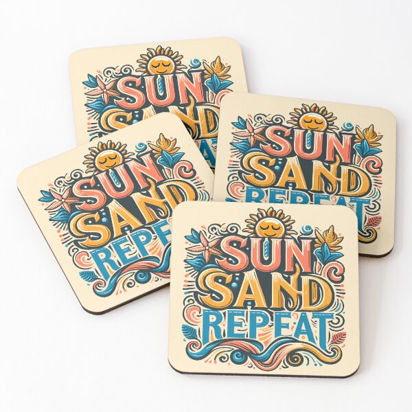 Artikelvorschau, Sonne, Sand, Wiederholen, Typografie entworfen und verkauft von maxmaj.
