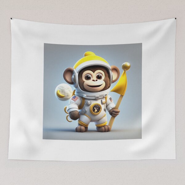 Item preview, Cute Monkey Astronaut Holding Banana Flag and Moon Coffee Cartoon Vector Icon designed and sold by hjian8219.