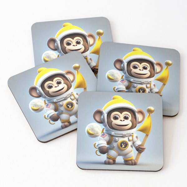 Item preview, Cute Monkey Astronaut Holding Banana Flag and Moon Coffee Cartoon Vector Icon designed and sold by hjian8219.