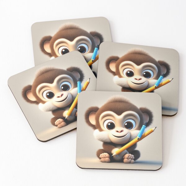 Item preview, Cute Monkey Holding Pencil Cartoon Vector Icon designed and sold by hjian8219.
