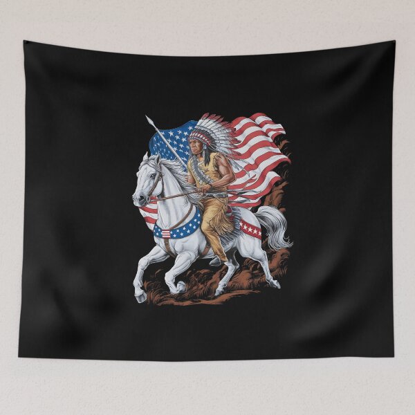 Item preview, Native American Day Flag Indian Riding Horse designed and sold by BLZART.