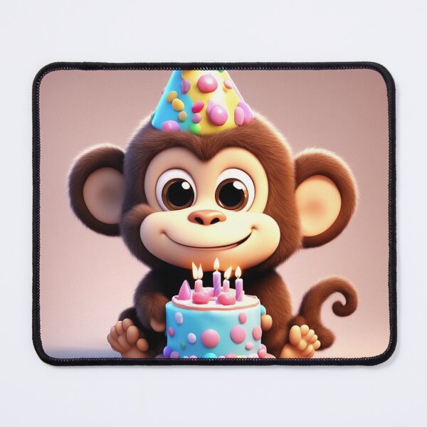 Item preview, Cute Monkey with Birthday Cake Cartoon Vector Icon designed and sold by hjian8219.