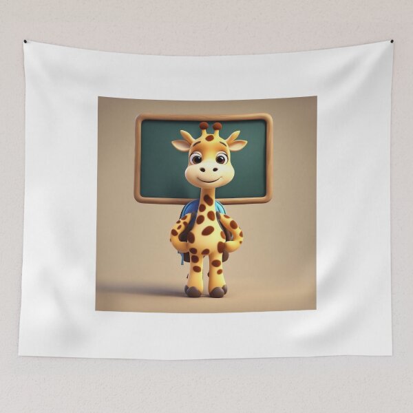 Item preview, Cute Giraffe Student with Chalkboard and Backpack Cartoon Vector Icon designed and sold by hjian8219.