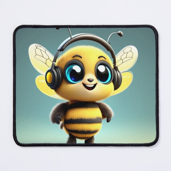 Item preview, Cute Honey Bee Wearing Headphones Cartoon Vector Icon designed and sold by hjian8219.