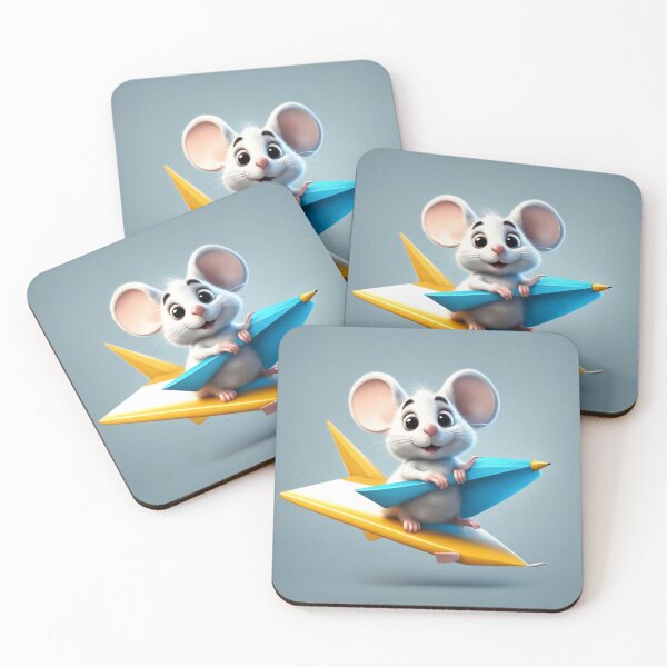 Item preview, Cute Mouse Riding Paper Plane with Pencil Cartoon Vector Icon designed and sold by hjian8219.
