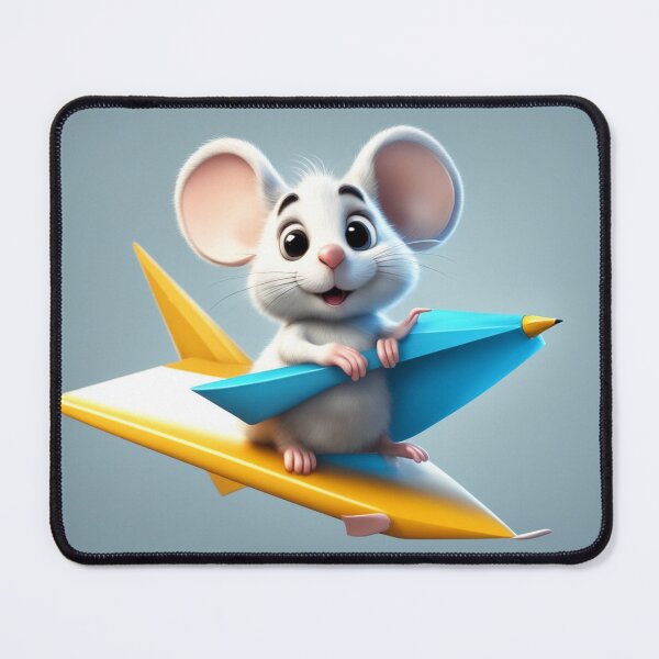 Item preview, Cute Mouse Riding Paper Plane with Pencil Cartoon Vector Icon designed and sold by hjian8219.