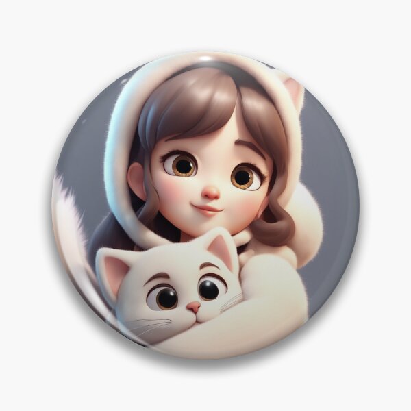 Item preview, Cute Girl Hugging Cat Cartoon Vector Icon designed and sold by hjian8219.