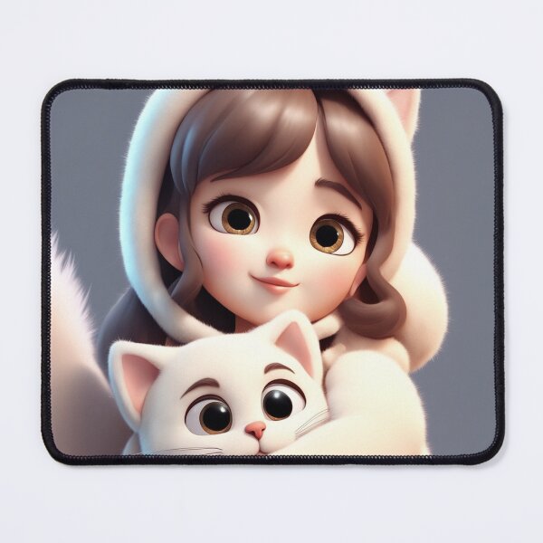 Item preview, Cute Girl Hugging Cat Cartoon Vector Icon designed and sold by hjian8219.