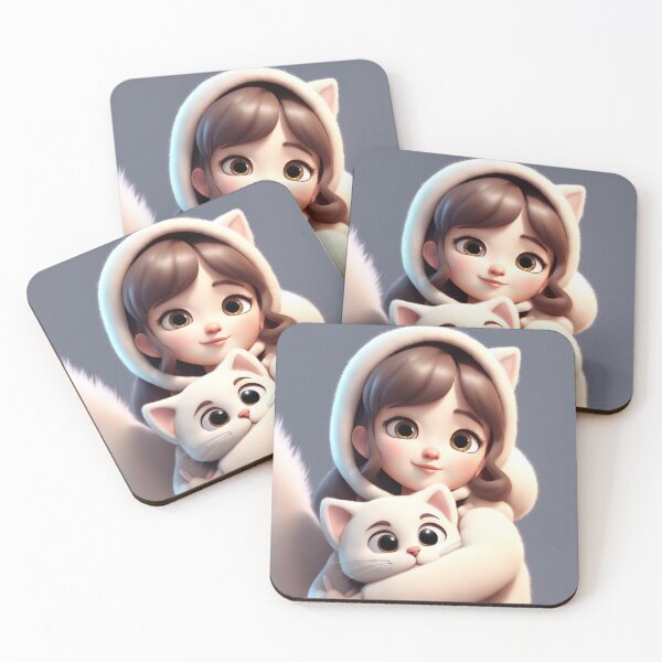 Item preview, Cute Girl Hugging Cat Cartoon Vector Icon designed and sold by hjian8219.