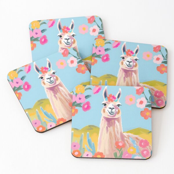 Item preview, Llama with colorful flowers painting  designed and sold by JustforFunlol.
