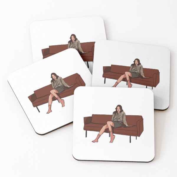 Item preview, A woman sitting on brown couch listening to music  designed and sold by Hessah-HA.