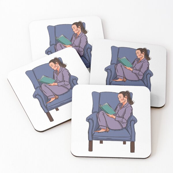 Item preview, A woman reading book on the blue couch  designed and sold by Hessah-HA.