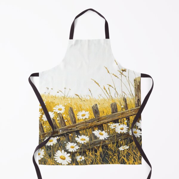Item preview, Field of Daisies with Rustic Wooden Fence Illustration designed and sold by PaintbrushPlace.