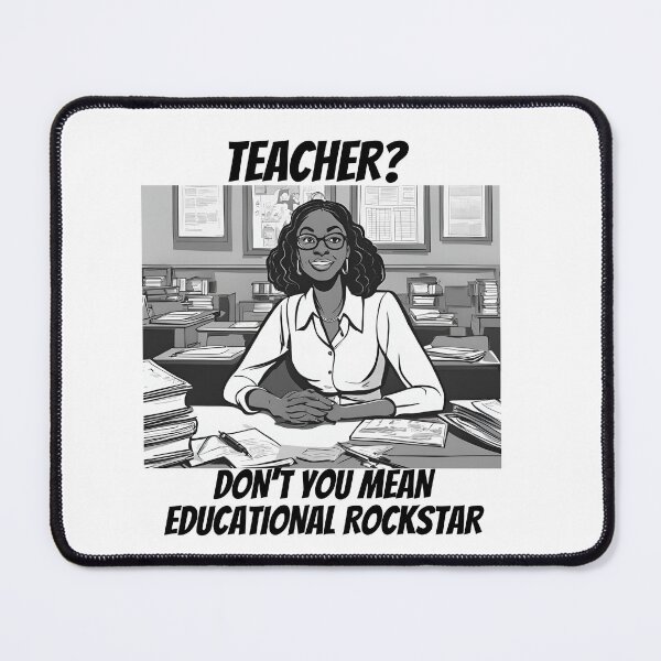 Item preview, Black and white print of a teacher being an educational rock star designed and sold by JDreaming.