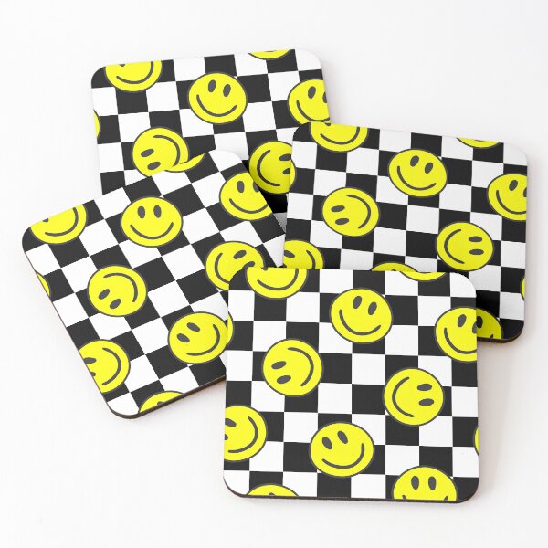 Item preview, black happy face check groovy designed and sold by Gossip Rag.