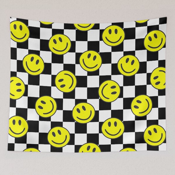 Item preview, black happy face check groovy designed and sold by Gossip Rag.