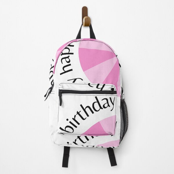 Item preview, Simple bright pink happy birthday circle sticker words outside round designed and sold by ReynoldsFun.