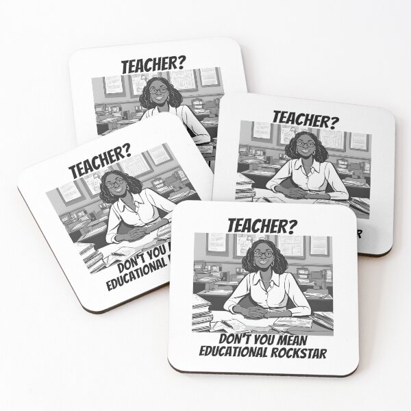 Item preview, Black and white print of a teacher being an educational rock star designed and sold by JDreaming.
