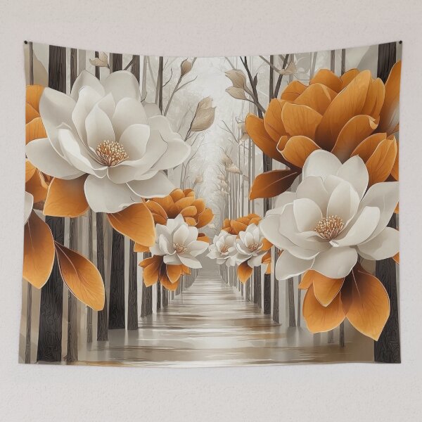 Item preview, Magnolia Trees in Full Bloom Along Path Illustration designed and sold by PaintbrushPlace.