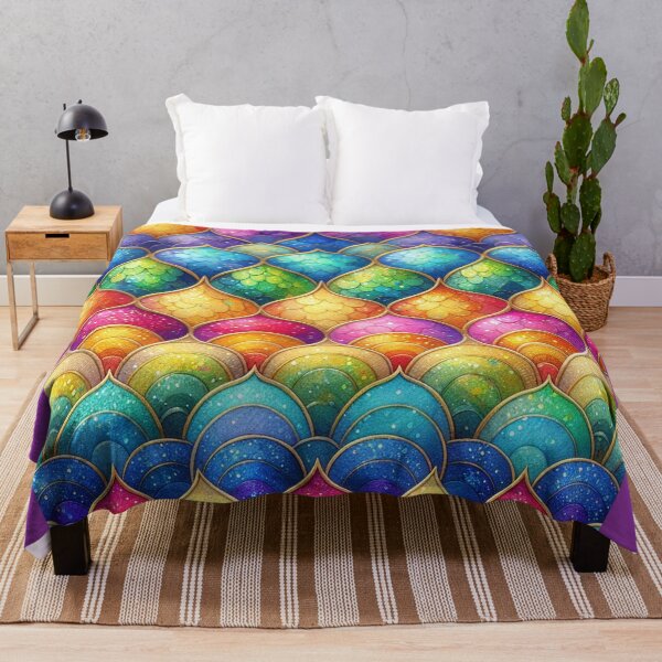 Item preview, Multicolored Rainbow Mermaid Tail Fish Print designed and sold by SeaStarMermaids.