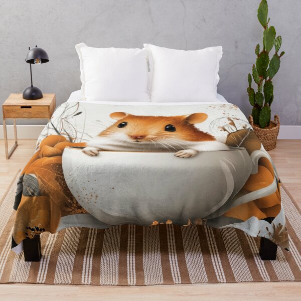 Item preview, Hamster Peeking Out of Teacup with Flowers Illustration designed and sold by PaintbrushPlace.
