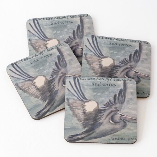 Item preview, Pelican watercolor with Christina Rossetti quote. What are heavy? Sea sand and sorrow designed and sold by Beverley1159.