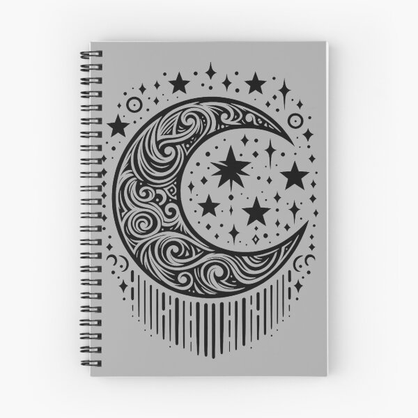 Item preview, Crescent Moon and Stars Tribal Graphic Tattoo Style Black Lines designed and sold by twilightmagic.