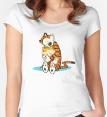 calvin and hobbes Women's Fitted Scoop T-Shirt