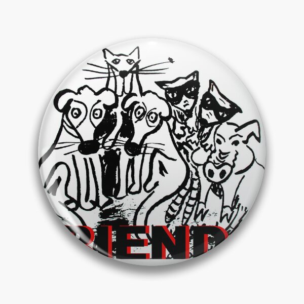 Item preview, 2 dogs, 2 raccoons, 2 humans, 1 pig, 1 cat = FRIENDS designed and sold by ZoffArt-Shop.